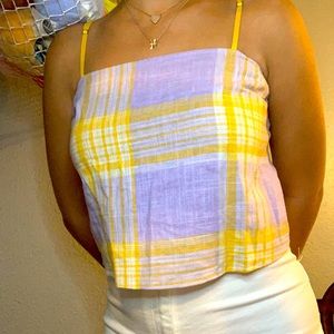 Urban Outfitters checkered purple and yellow tank